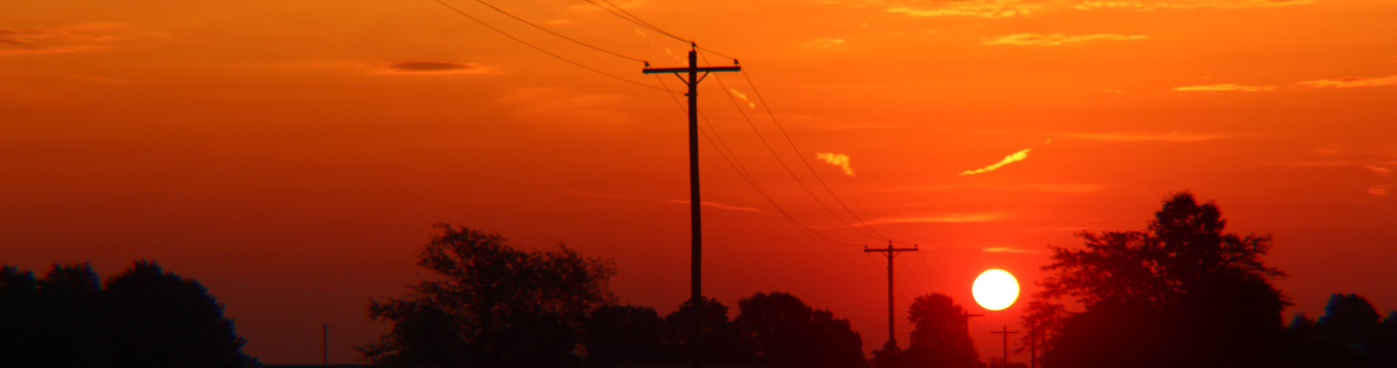 Sunrise with power lines